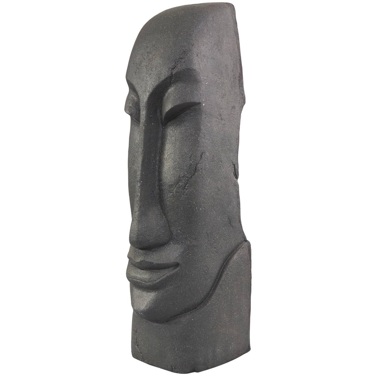 31" Black Tall Distressed Totem Face Sculpture